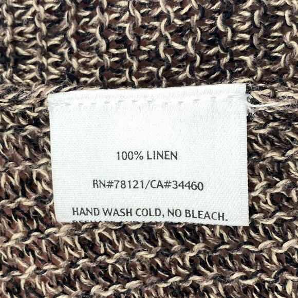 EILEEN FISHER Cardigan L Linen Marled Duster Open Front Long Sleeve Brown - Picture 7 of 14